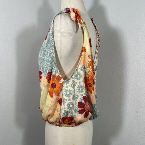 Free People‎ Top Womens XS Tropical Combo Festival Boho Blouse Y2K - Picture 2 of 10